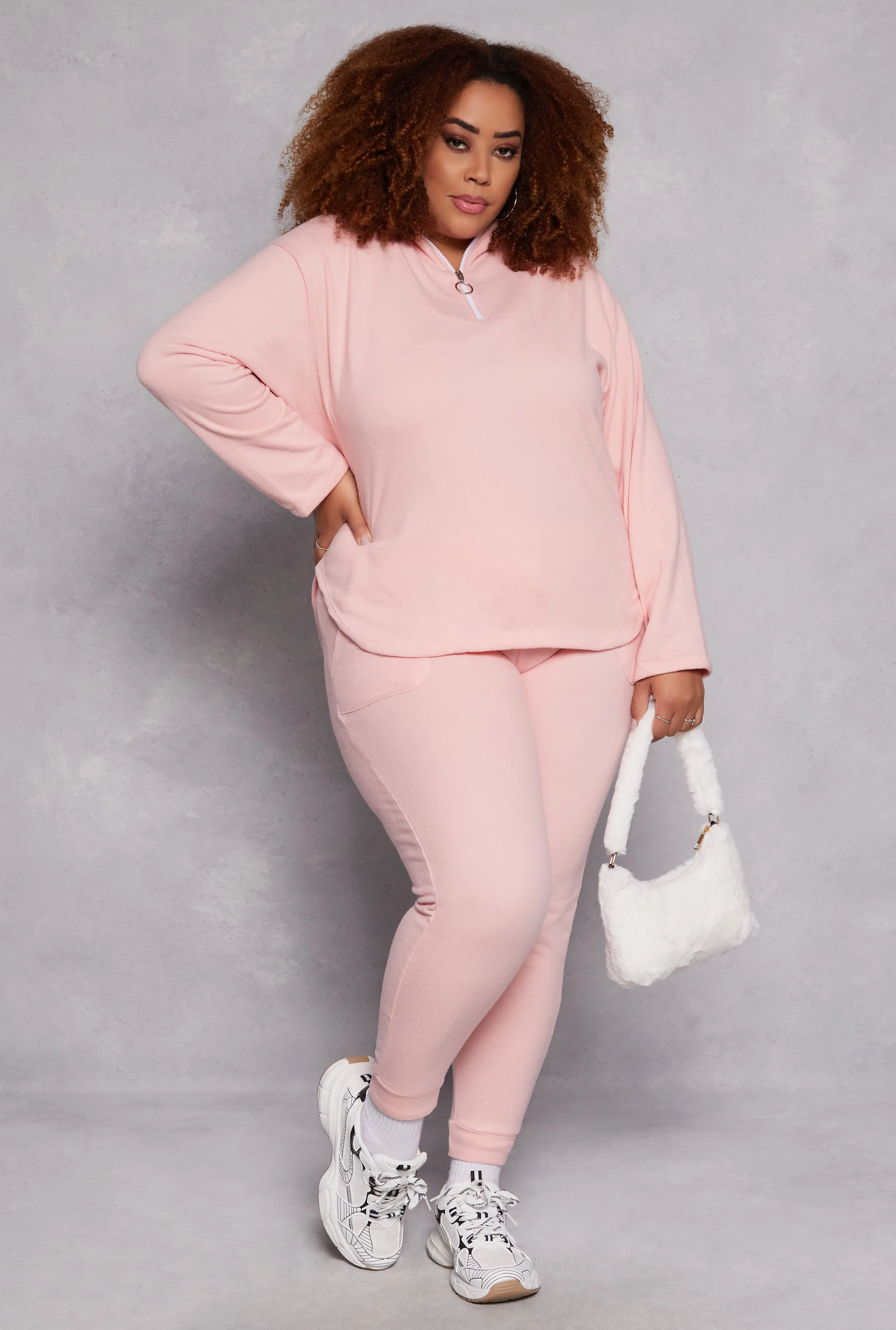 Plus Size Fleece Half Zip Hoodie sold by Rainbow product image thumbnail 2