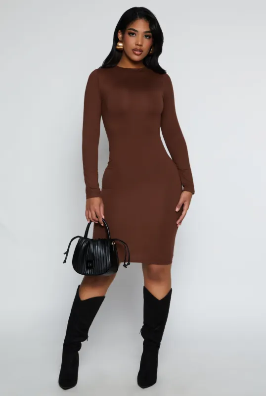 High Neck Long Sleeve Midi Dress sold by Rainbow