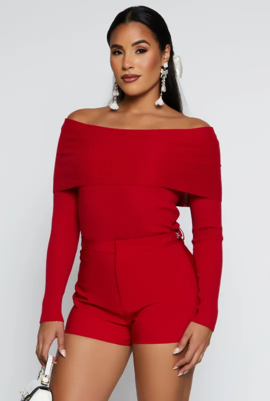Ribbed Off The Shoulder Long Sleeve Sweater sold by Rainbow