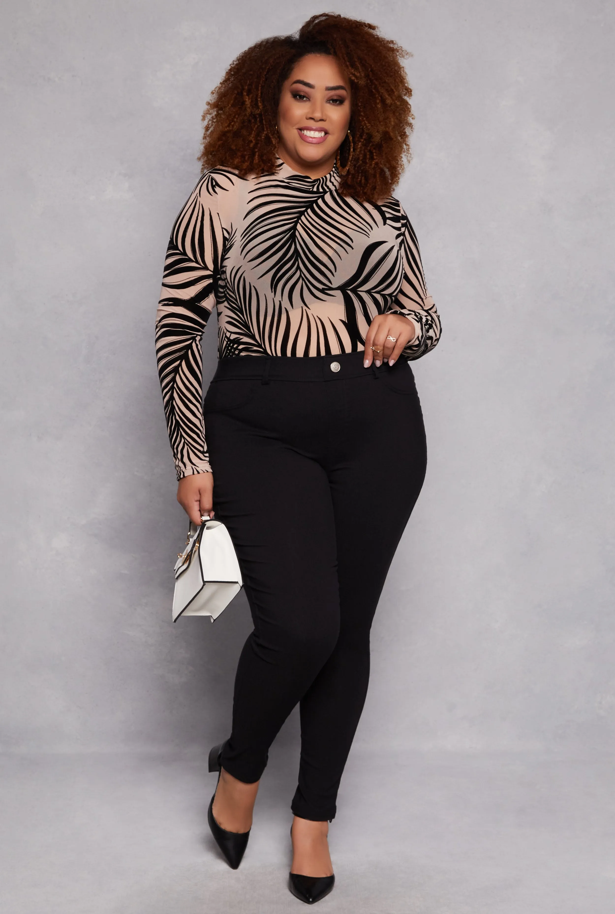 Plus Size Leaf Velvet Burnout Bodysuit sold by Rainbow product image thumbnail 2