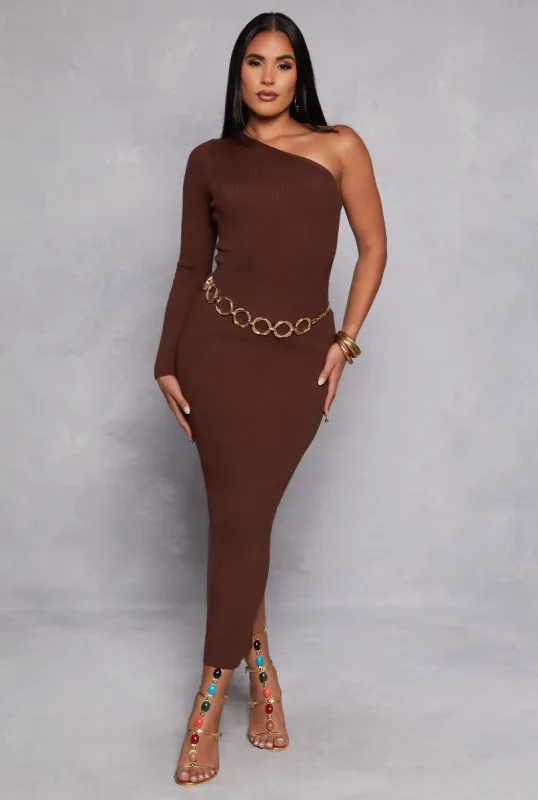 One Shoulder Maxi Sweater Dress sold by Rainbow