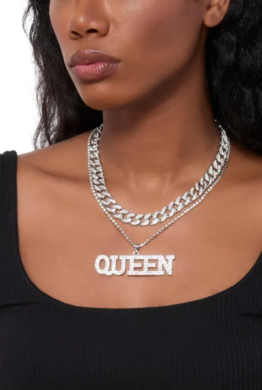 Queen Cubic Zirconia Layered Necklace sold by Rainbow
