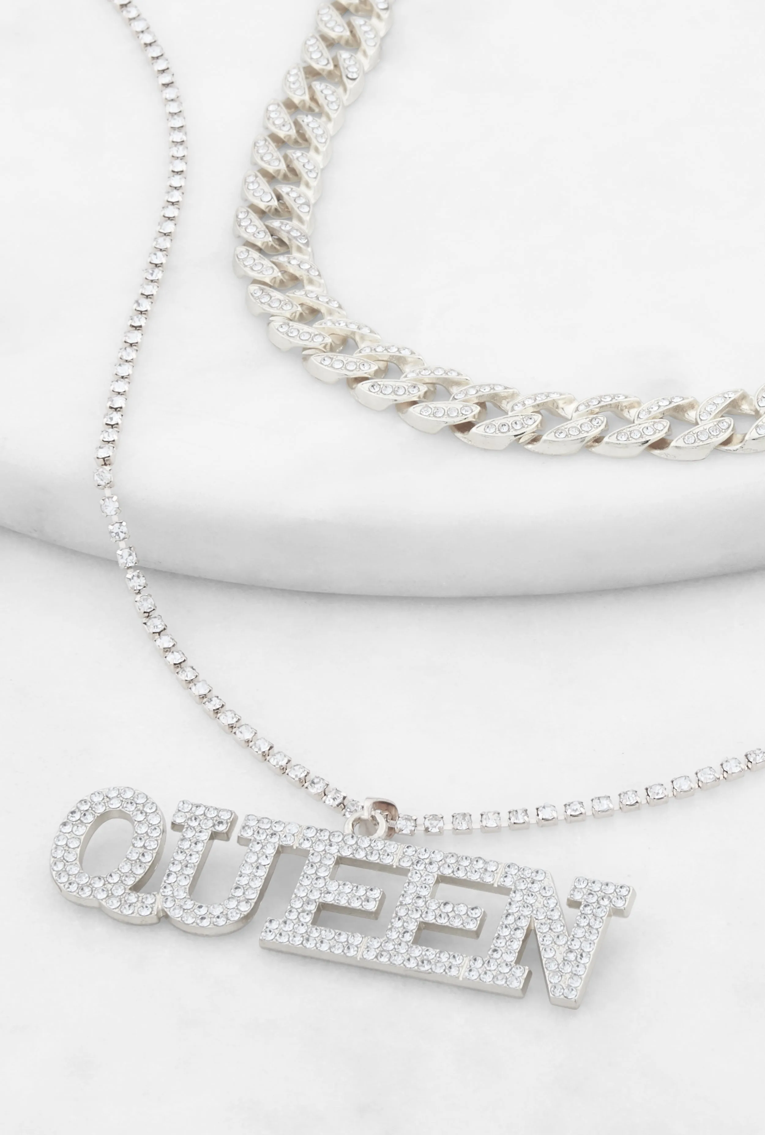 Queen Cubic Zirconia Layered Necklace sold by Rainbow product image thumbnail 2