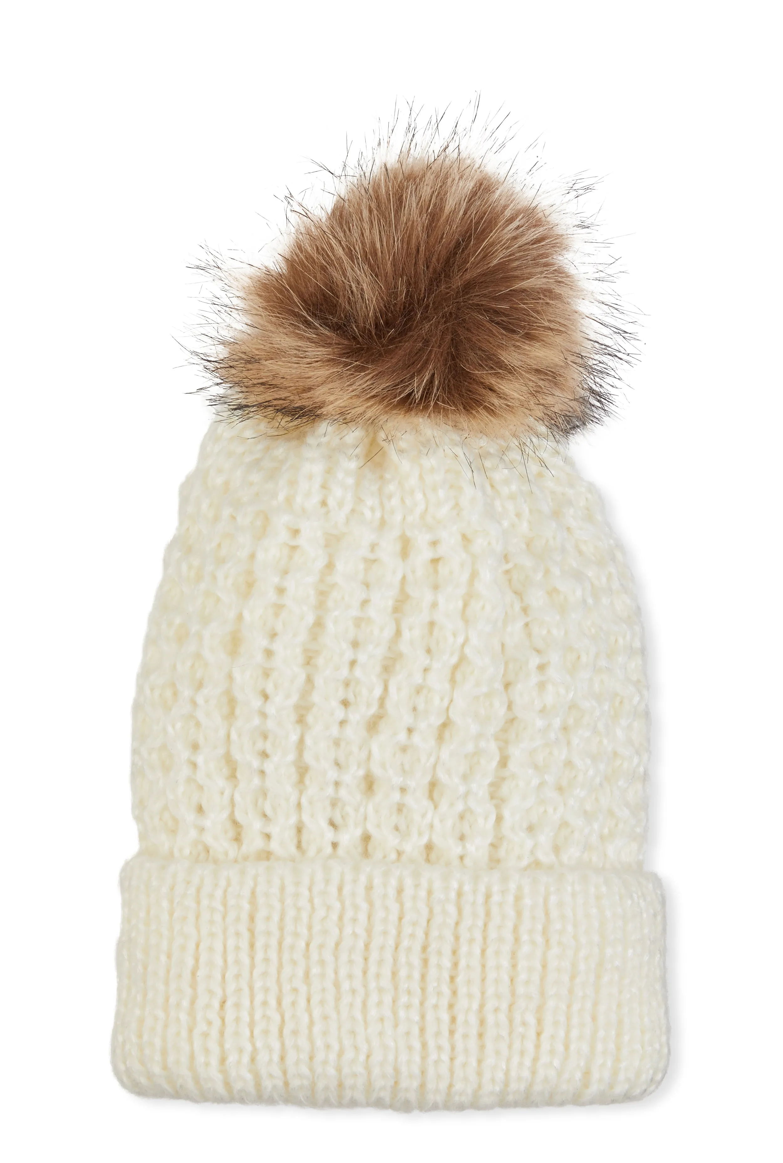 Faux Fur Pom Pom Knit Beanie sold by Rainbow product image thumbnail 2