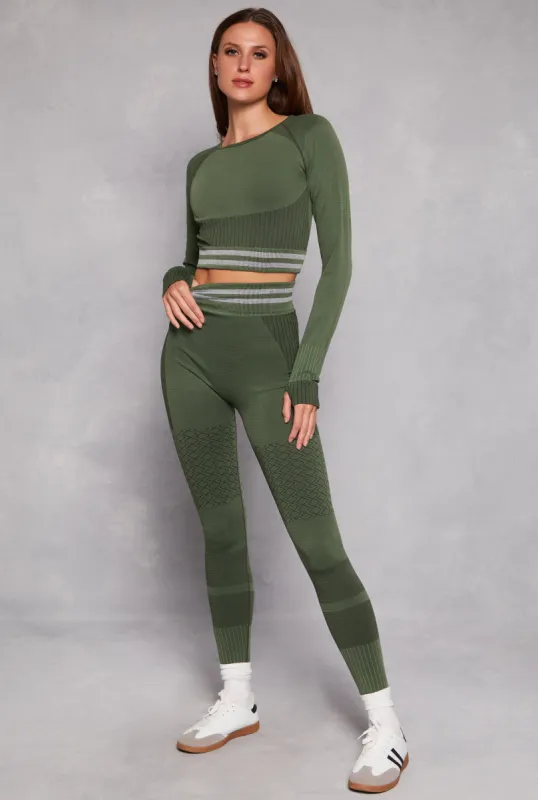Seamless Striped High Waisted Leggings sold by Rainbow