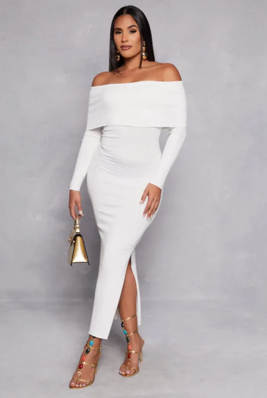 Side Slit Off The Shoulder Maxi Dress sold by Rainbow