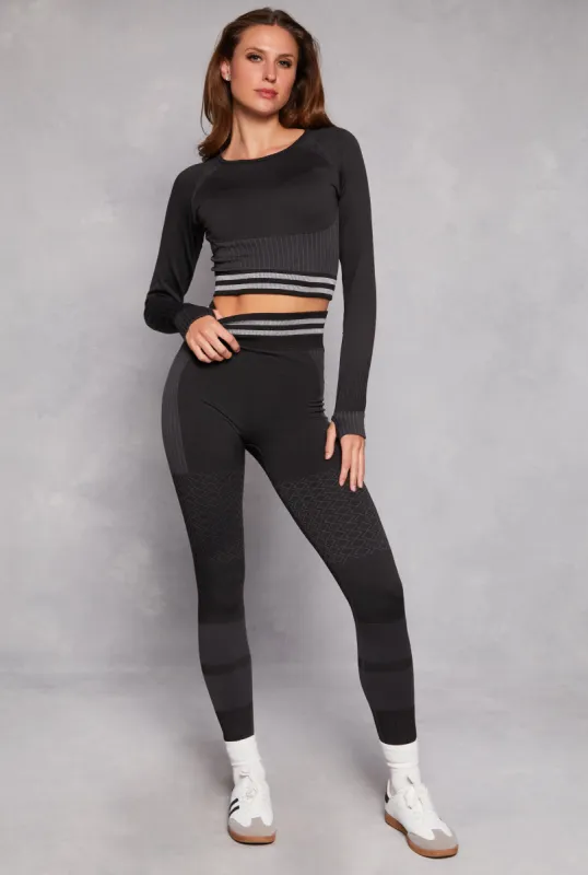 Seamless Striped High Waisted Leggings sold by Rainbow