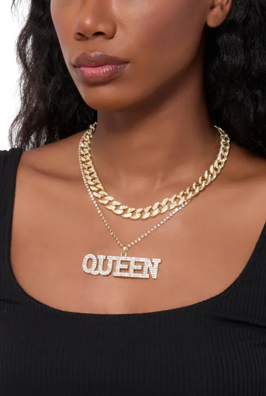 Queen Cubic Zirconia Layered Necklace sold by Rainbow