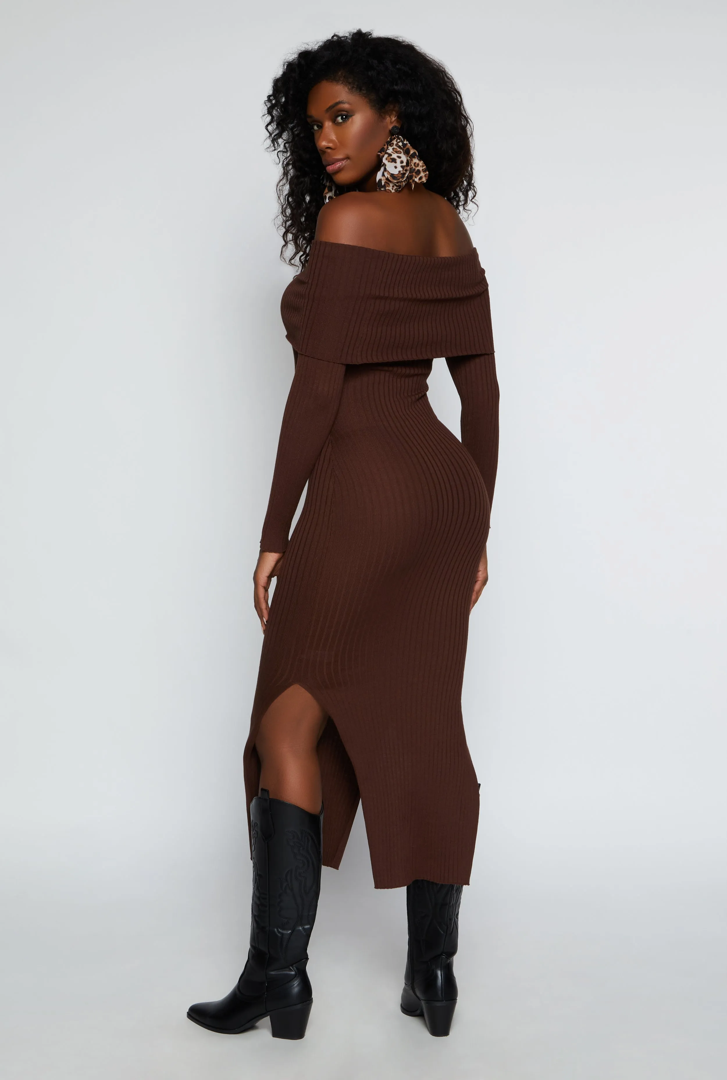 Side Slit Off The Shoulder Maxi Dress sold by Rainbow product image thumbnail 3