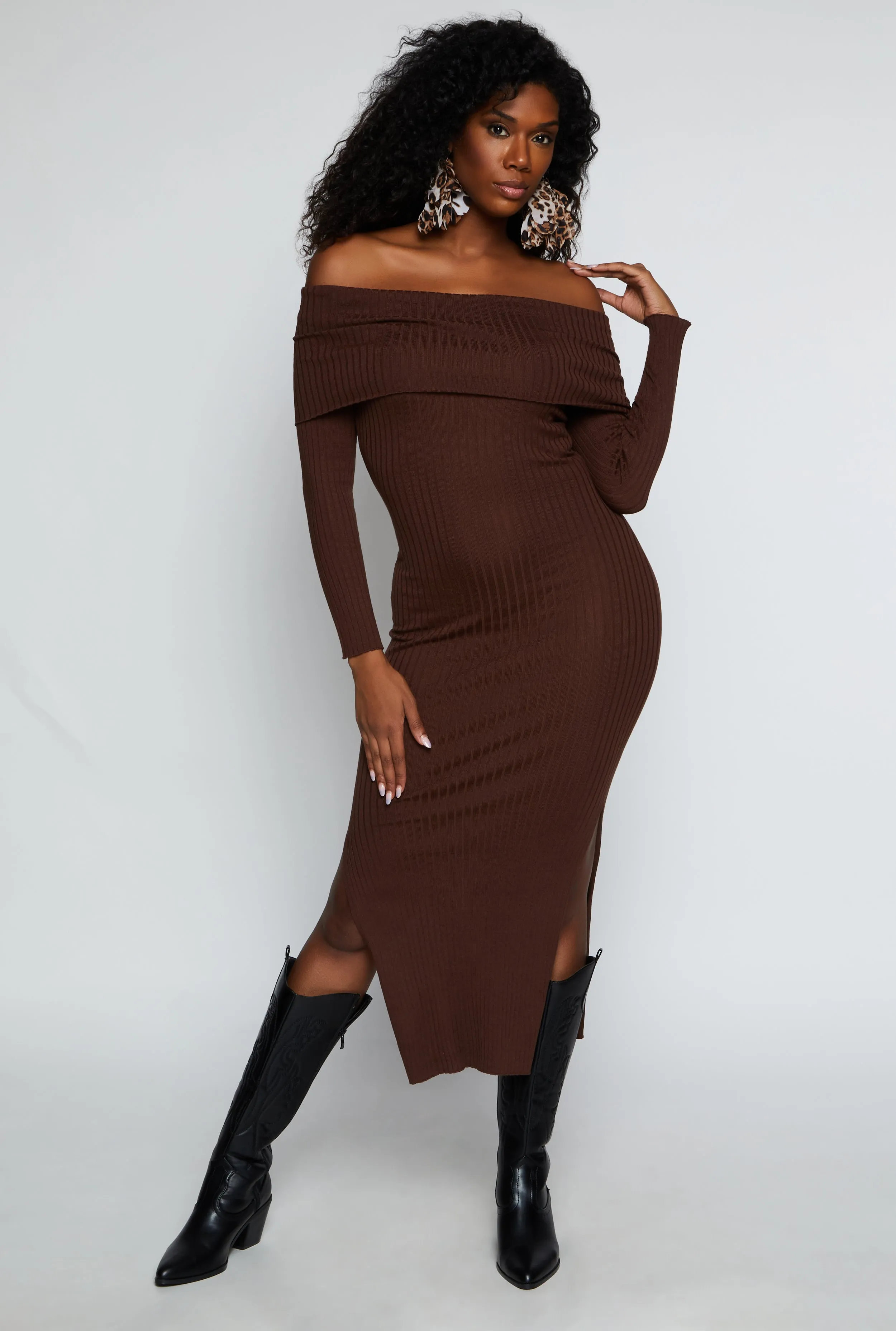 Side Slit Off The Shoulder Maxi Dress sold by Rainbow