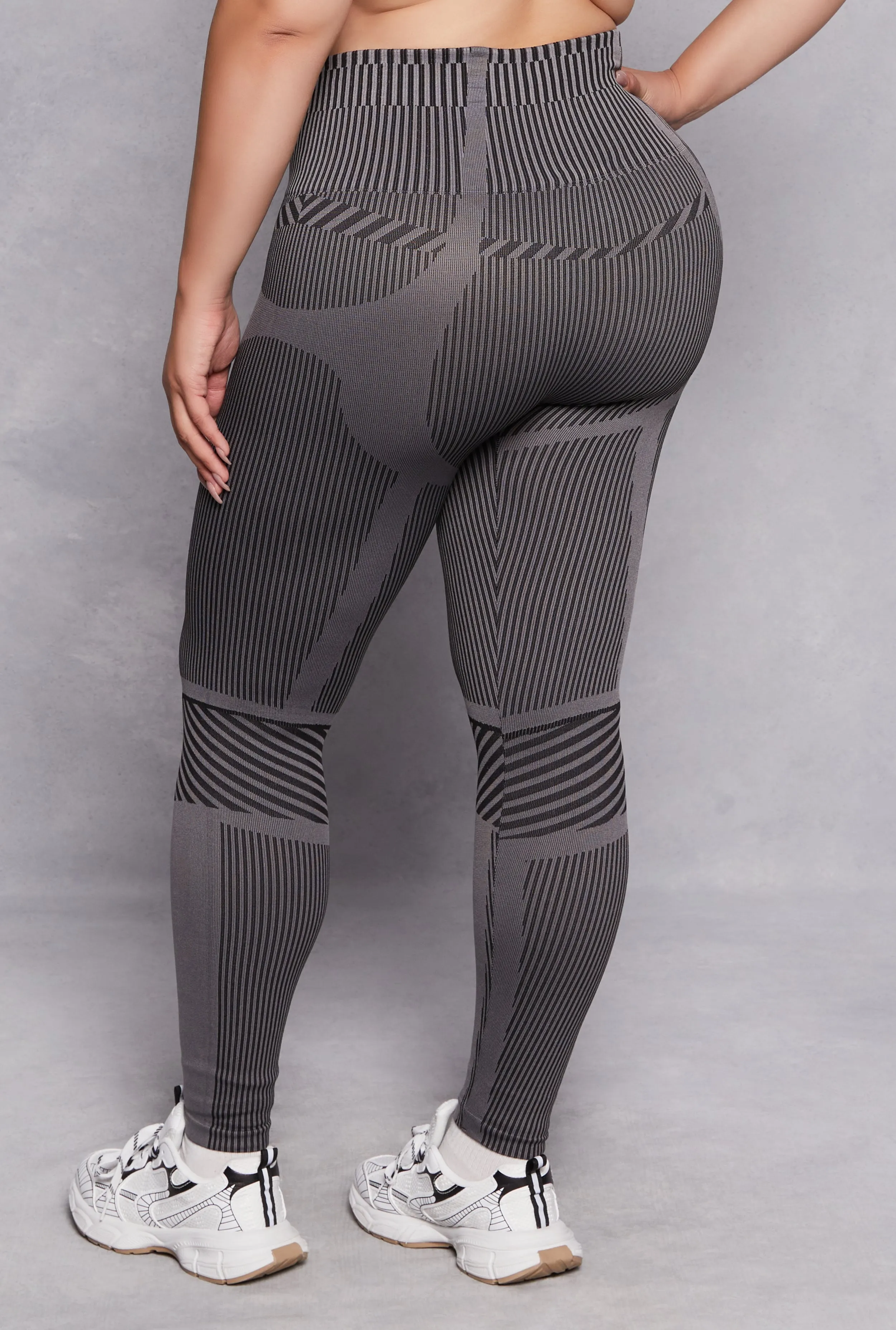 Plus Size Seamless Striped Activewear Leggings sold by Rainbow product image thumbnail 3