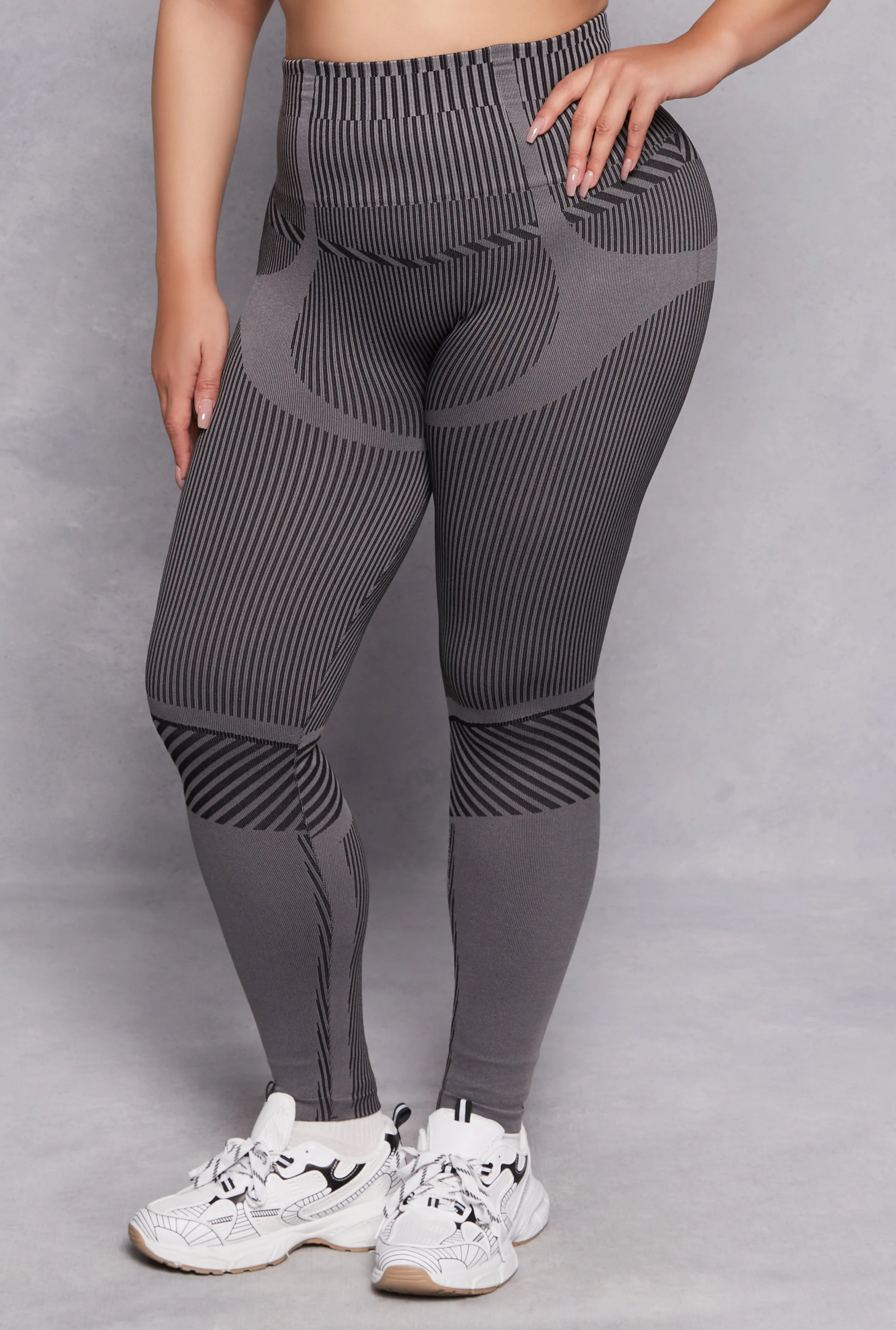 Plus Size Seamless Striped Activewear Leggings sold by Rainbow product image thumbnail 2