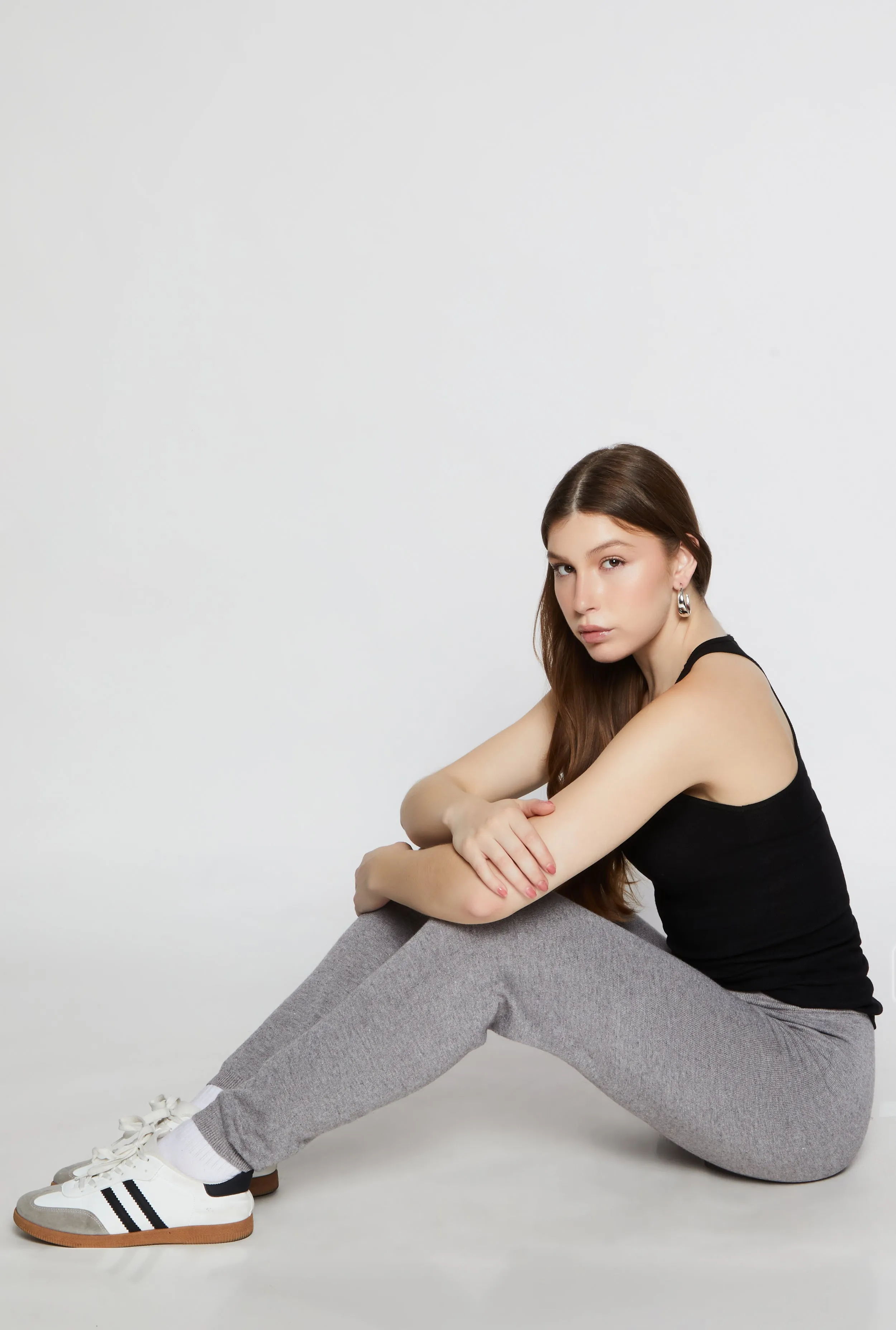 Brushed Knit Drawstring Waist Joggers sold by Rainbow