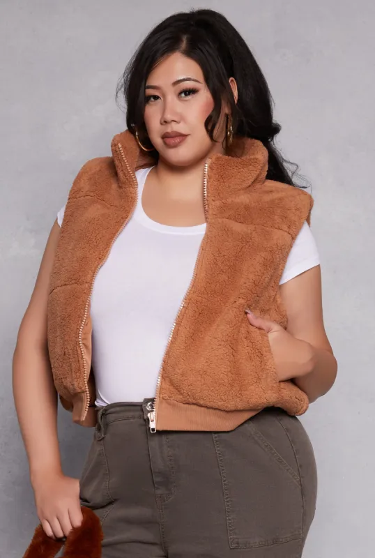 Plus Size Almost Famous Sherpa Vest sold by Rainbow