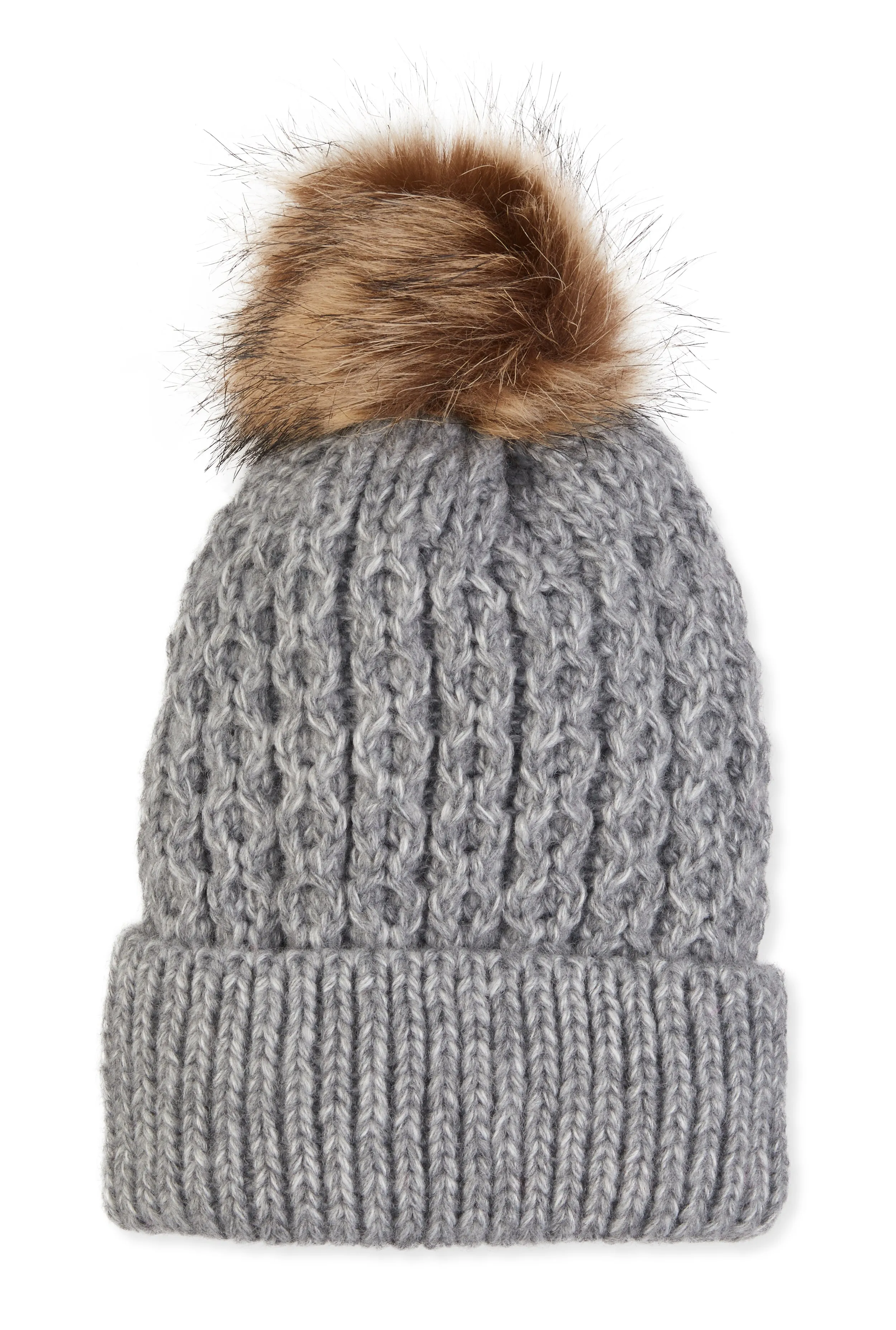 Faux Fur Pom Pom Knit Beanie sold by Rainbow product image thumbnail 2