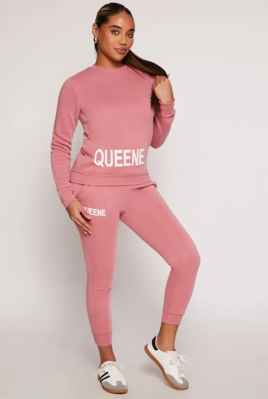 Queene Graphic Fleece Drawstring Joggers sold by Rainbow