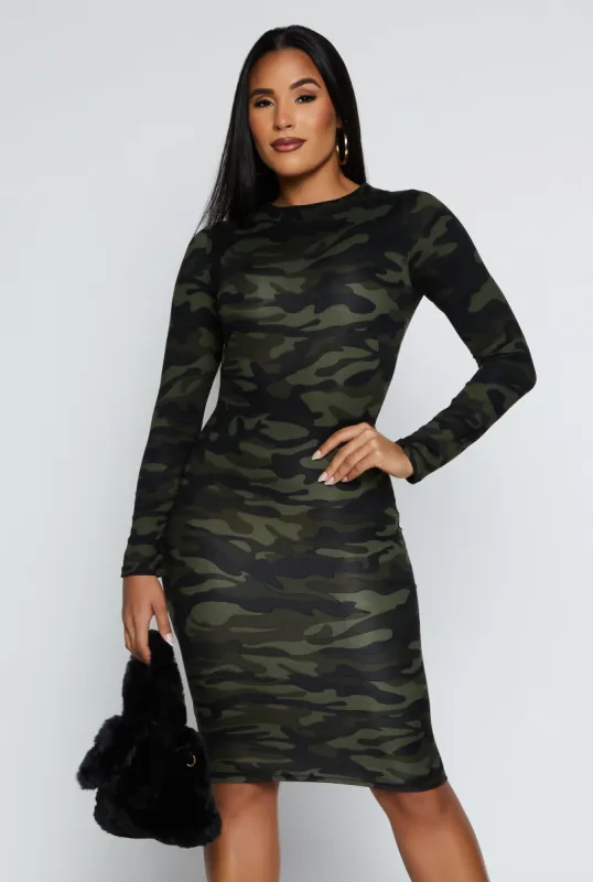Camo High Neck T Shirt Dress sold by Rainbow
