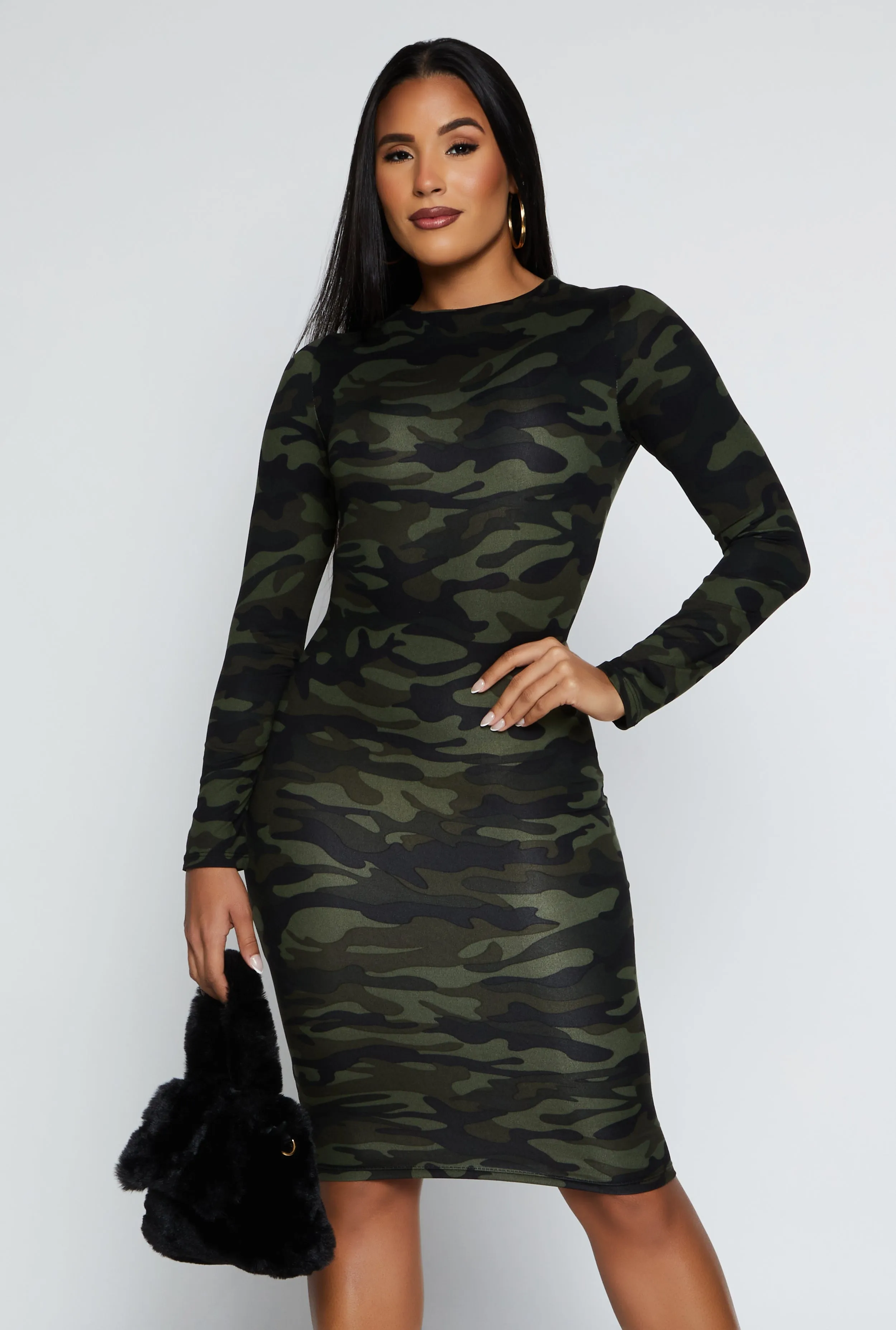 Camo High Neck T Shirt Dress sold by Rainbow