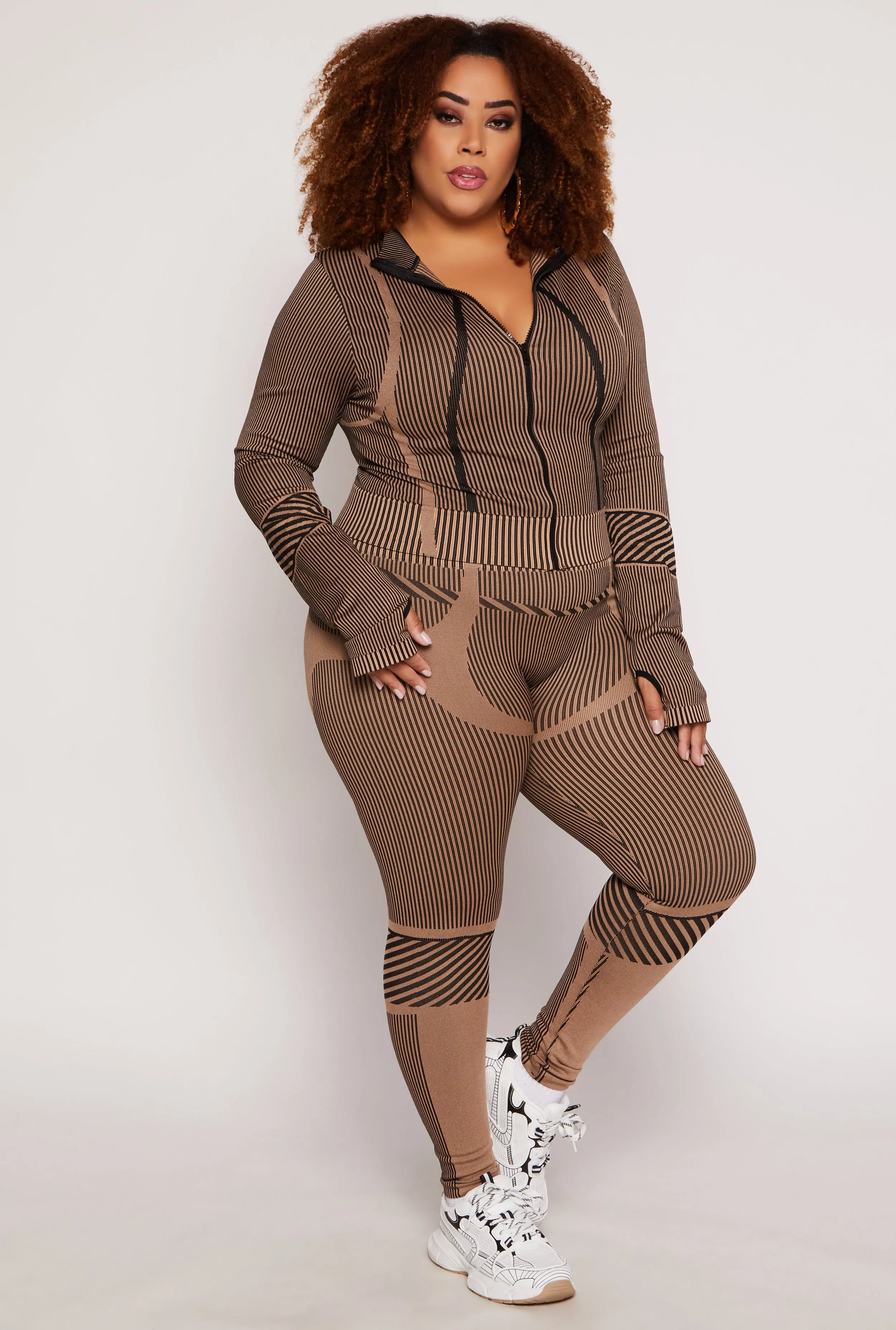 Plus Size Seamless Striped Track Jacket sold by Rainbow product image thumbnail 2