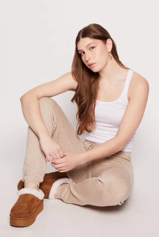 Brushed Knit Drawstring Waist Joggers sold by Rainbow