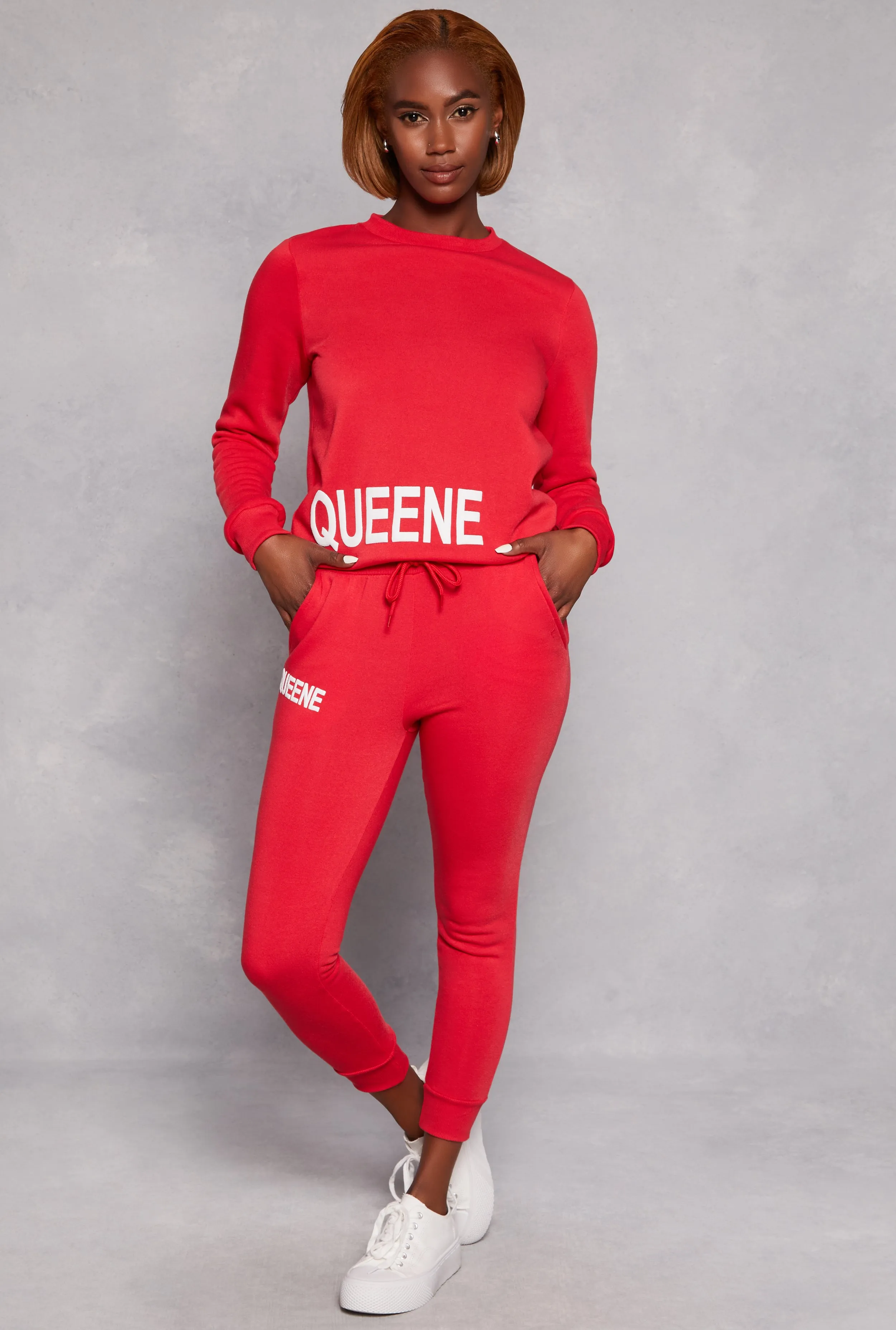 Queene Graphic Fleece Drawstring Joggers sold by Rainbow