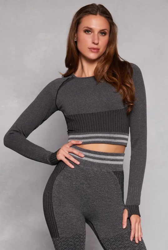 Seamless Striped Active Crop Top sold by Rainbow