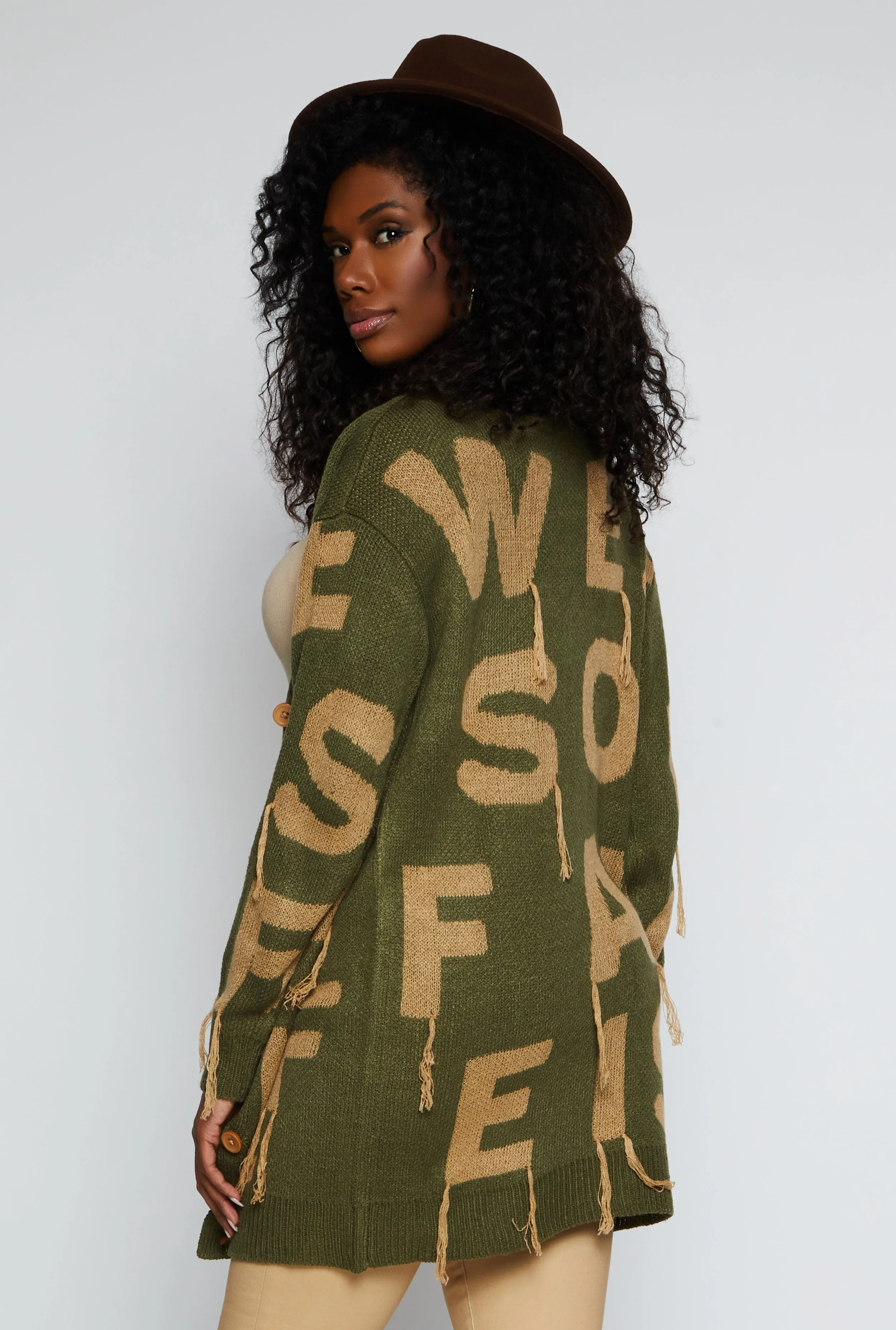 Alphabet Fringe Detail Button Front Cardigan sold by Rainbow product image thumbnail 3