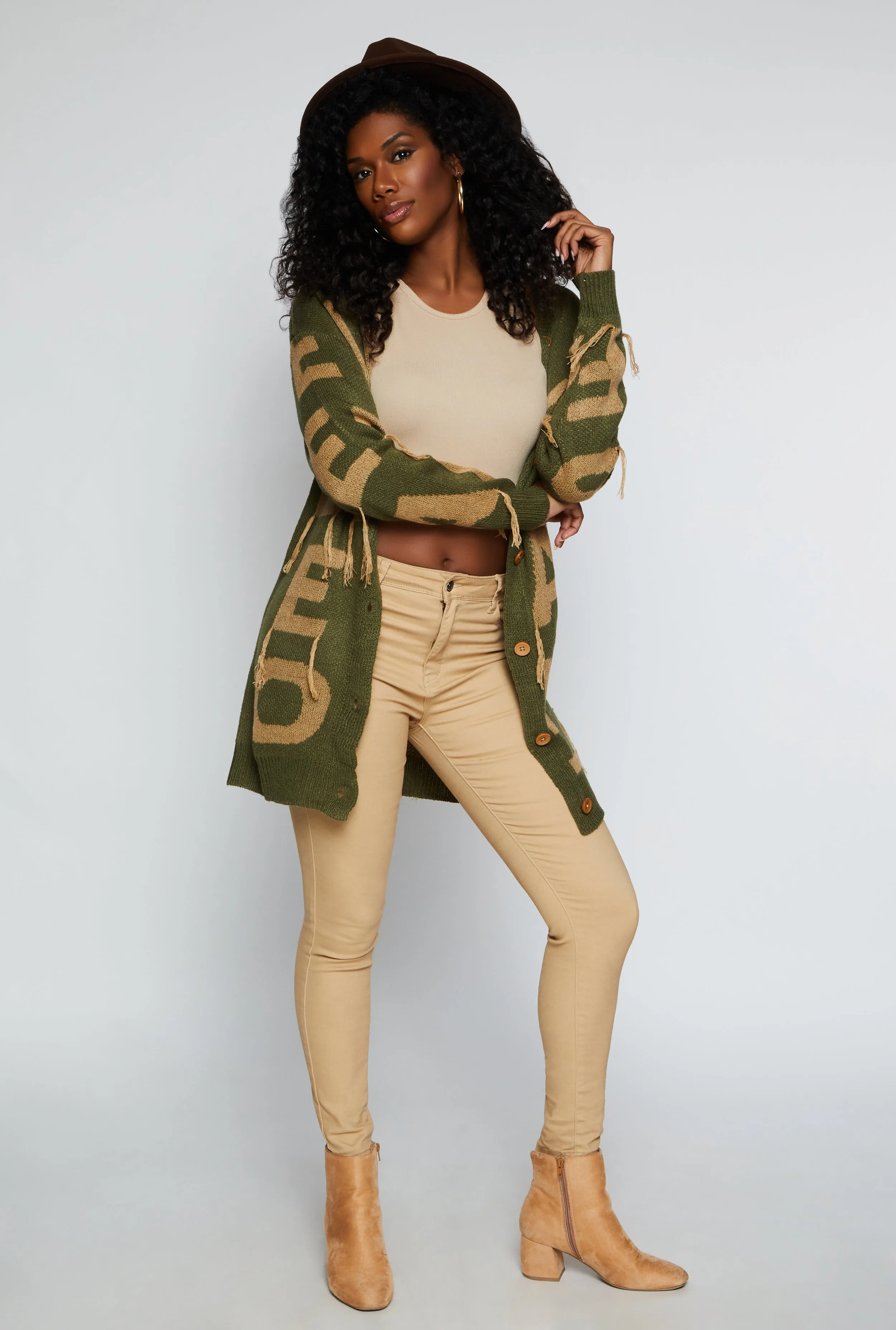 Alphabet Fringe Detail Button Front Cardigan sold by Rainbow product image thumbnail 2