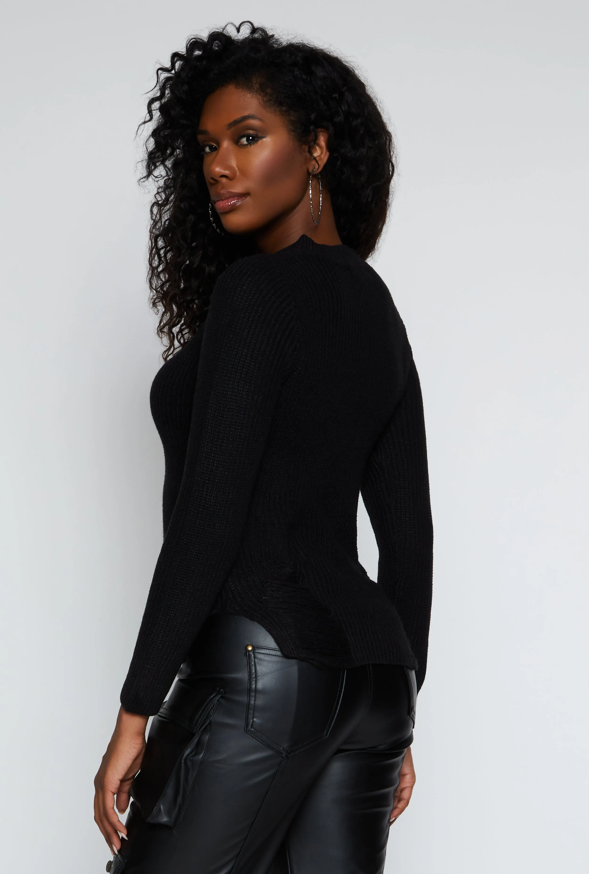 Distressed Crew Neck Sweater sold by Rainbow product image thumbnail 3