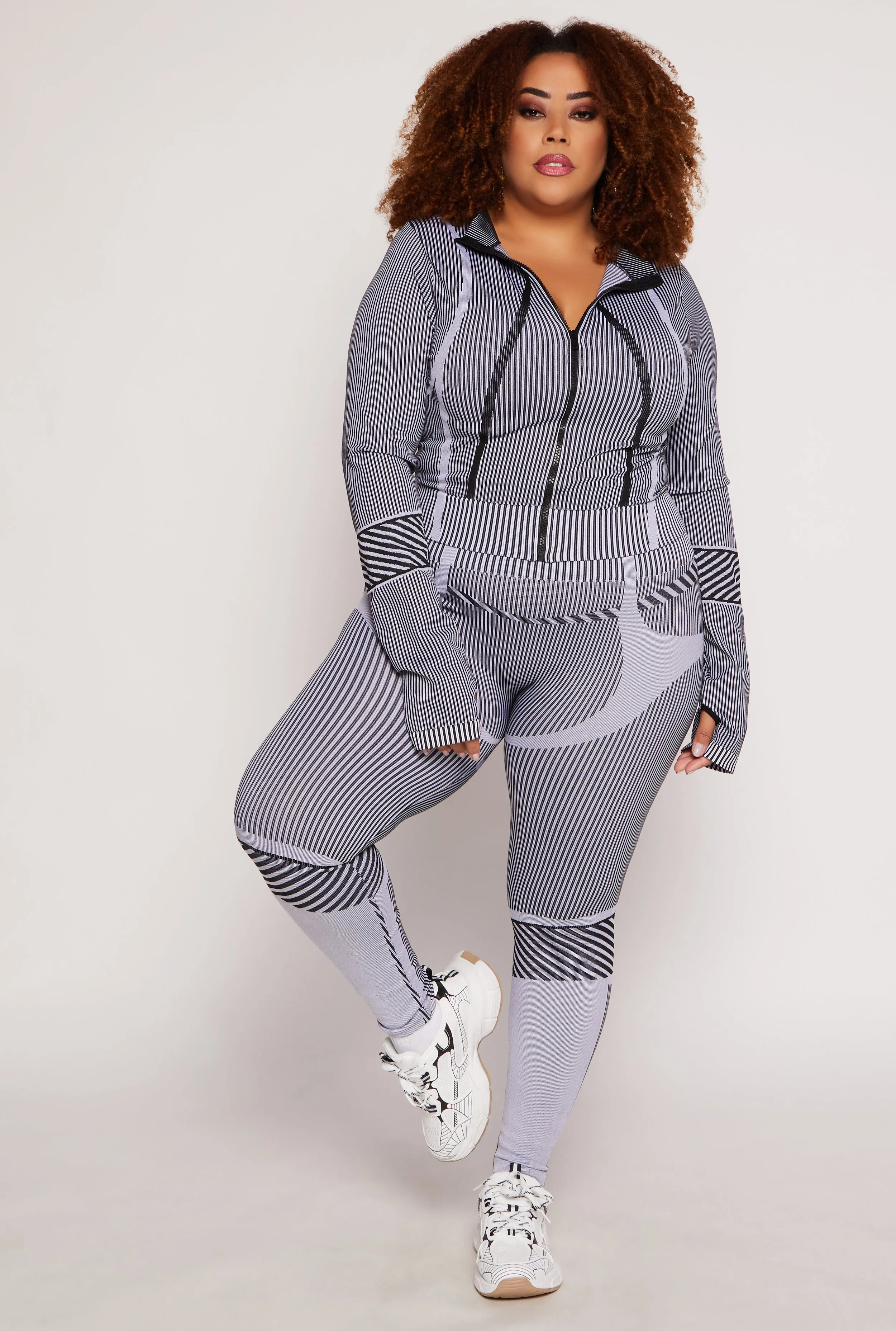 Plus Size Seamless Striped Track Jacket sold by Rainbow product image thumbnail 2