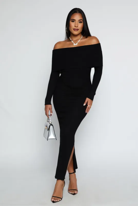Side Slit Off The Shoulder Maxi Dress sold by Rainbow