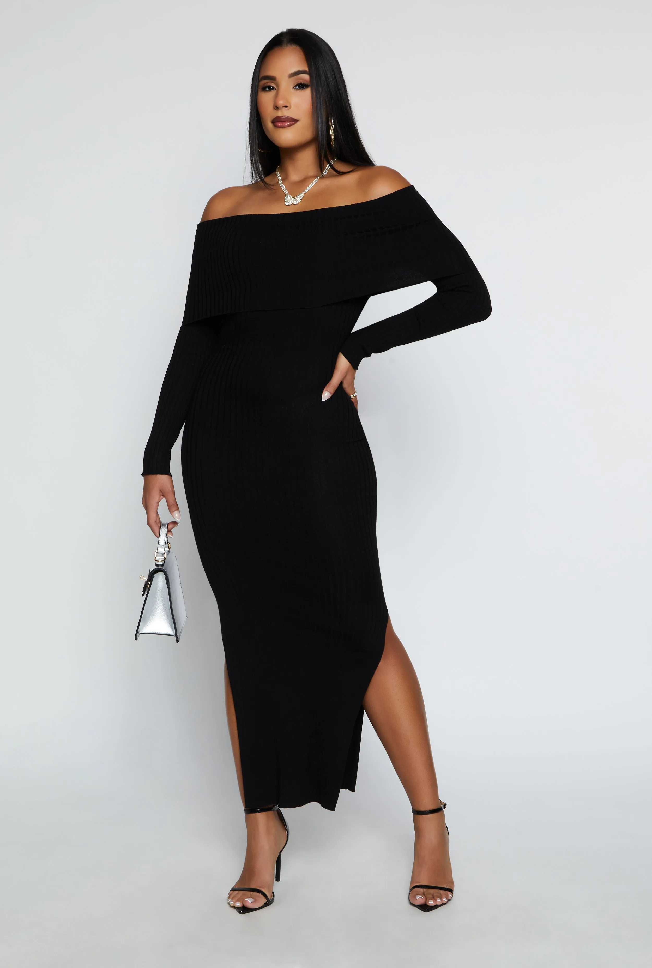 Side Slit Off The Shoulder Maxi Dress sold by Rainbow product image thumbnail 2