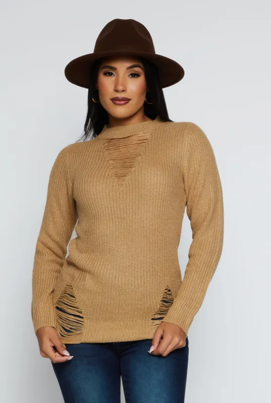 Distressed Crew Neck Sweater sold by Rainbow