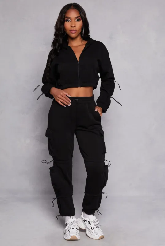 Fleece Toggle Drawstring Cargo Sweatpants sold by Rainbow