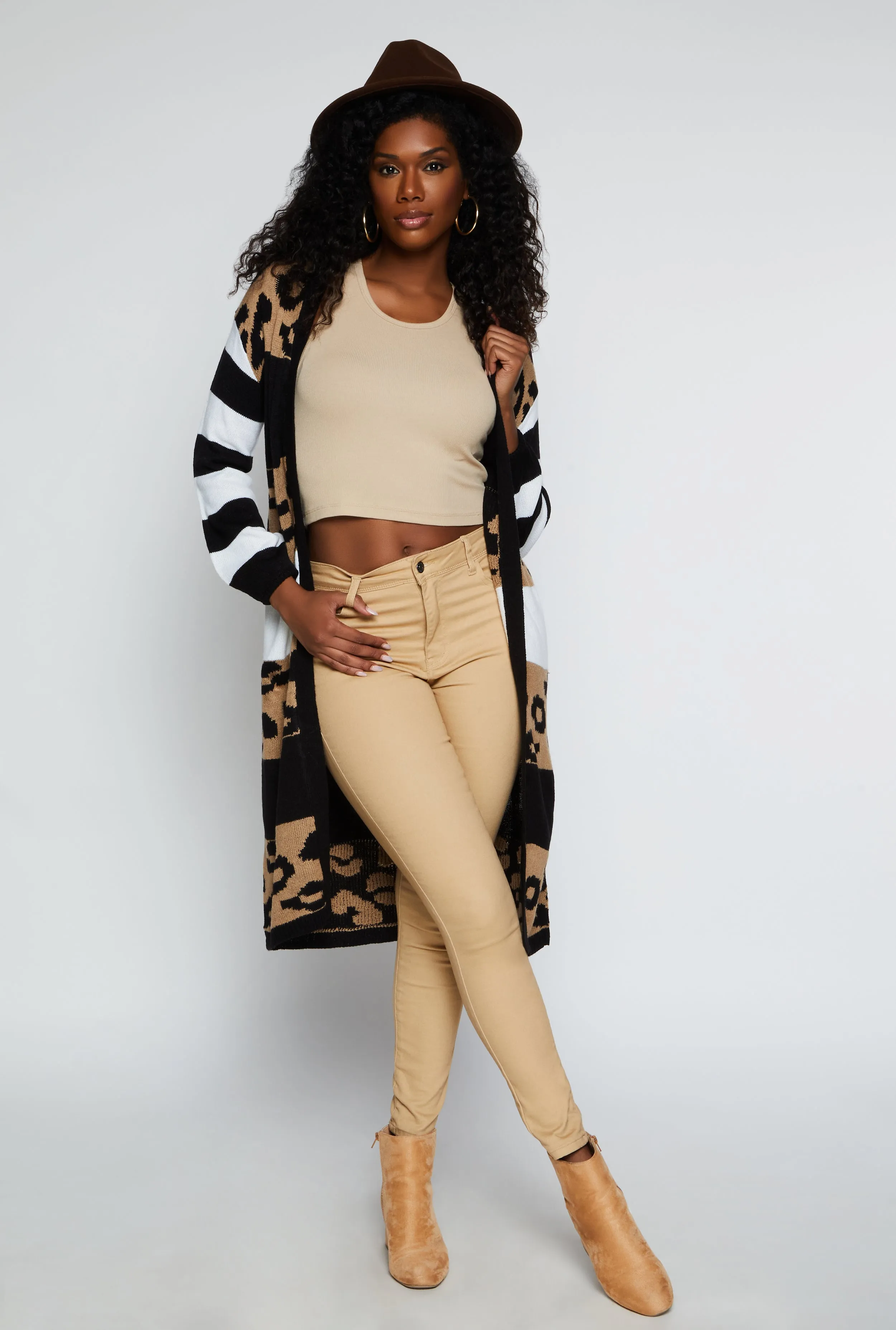 Color Block Animal Print Long Cardigan sold by Rainbow product image thumbnail 2