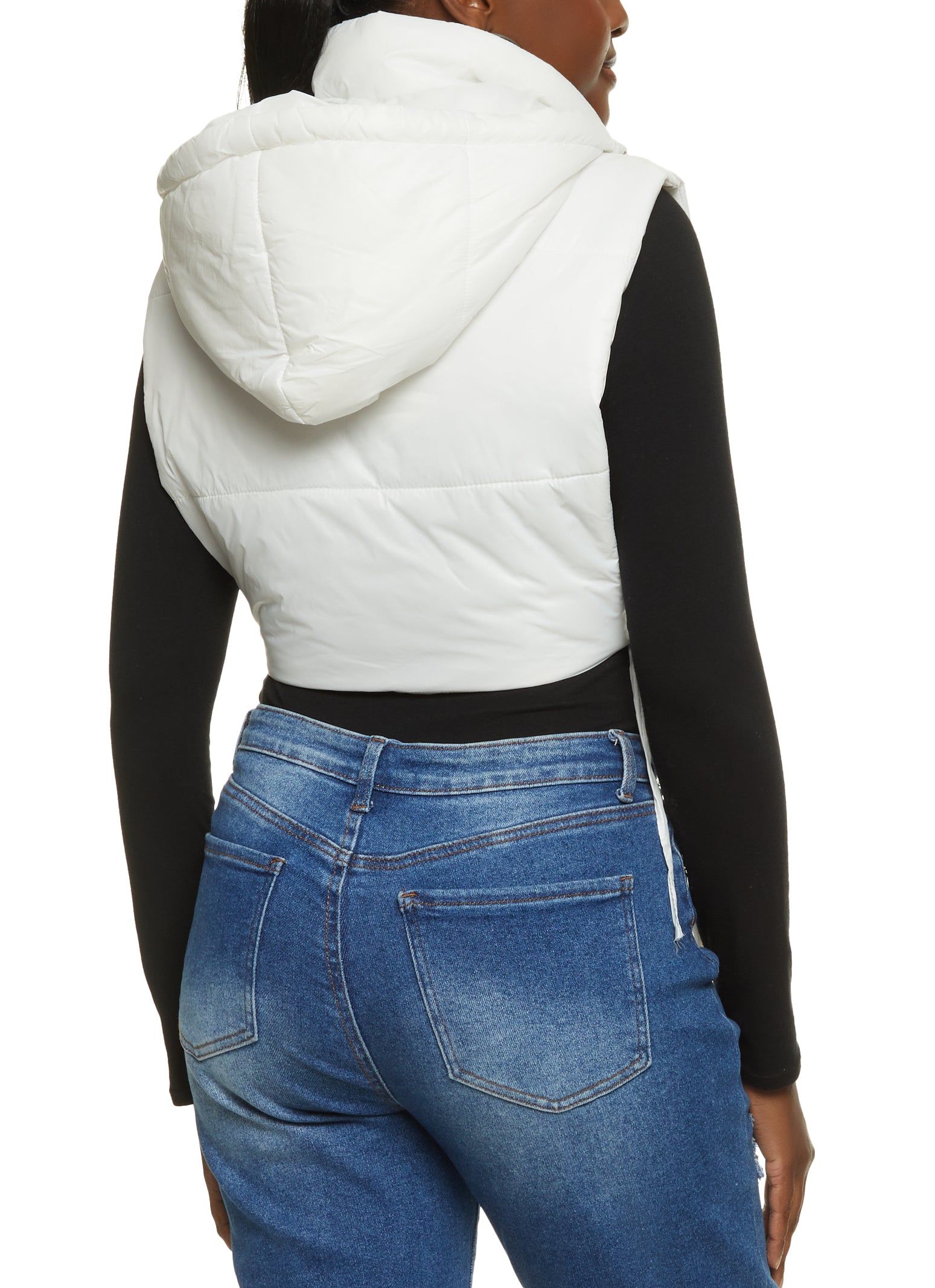 Side Tie Cropped Hooded Puffer Vest sold by Rainbow product image thumbnail 2