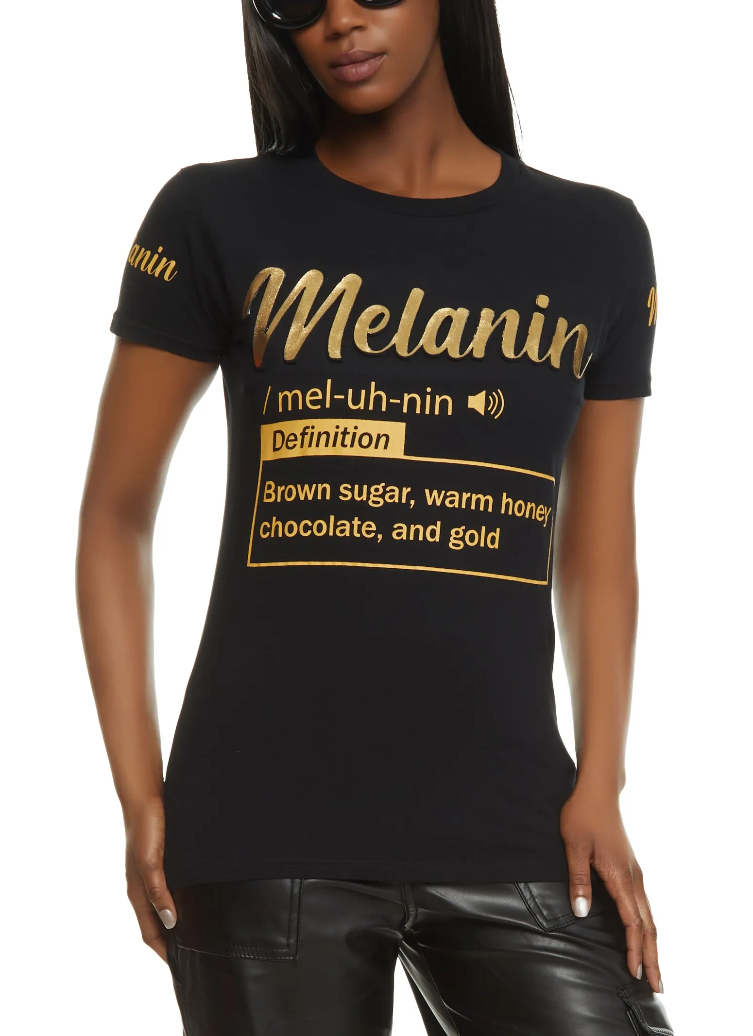 Melanin Embossed Foil Graphic Tee sold by Rainbow