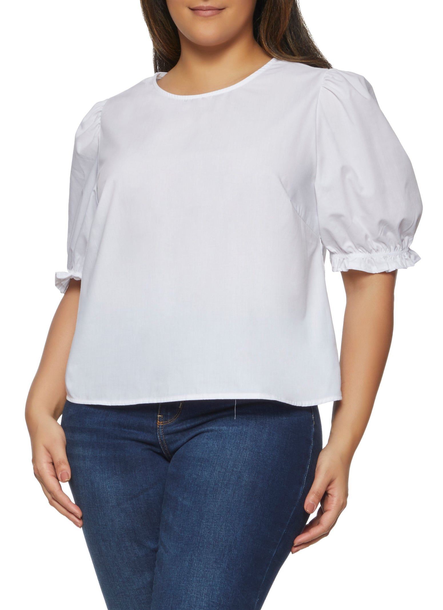Plus Size Solid Puff Sleeve Top sold by Rainbow