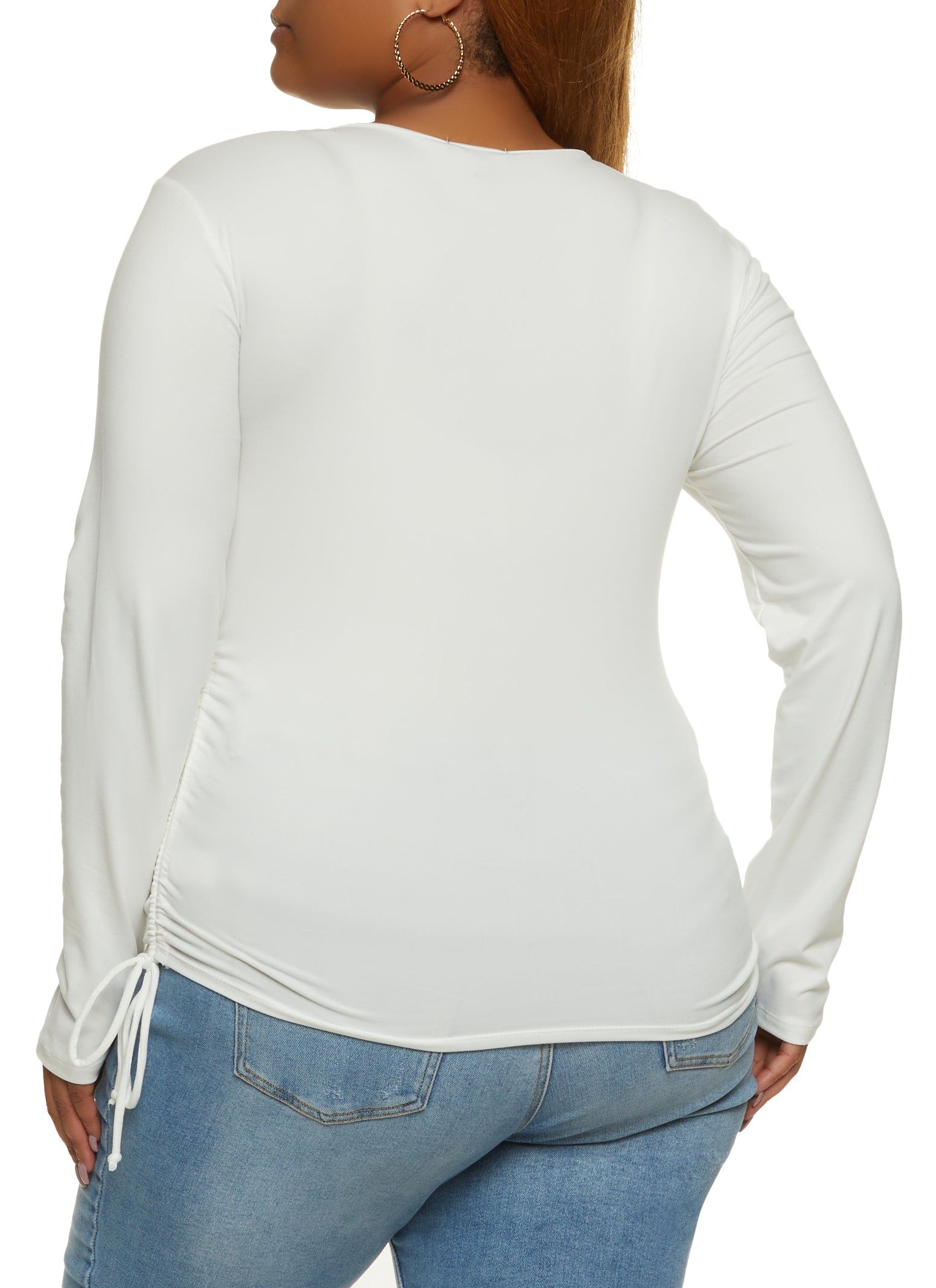 Plus Size Faux Wrap Ruched Side Top sold by Rainbow product image thumbnail 2