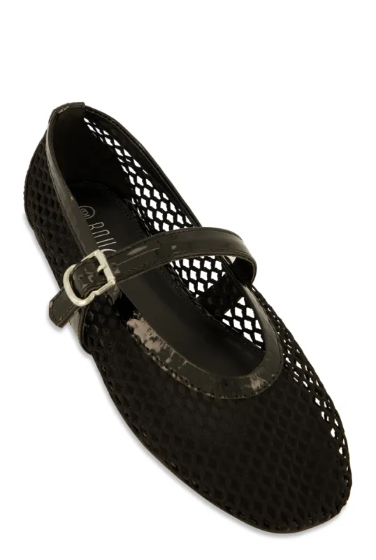 Fishnet Mary Jane Flats sold by Rainbow