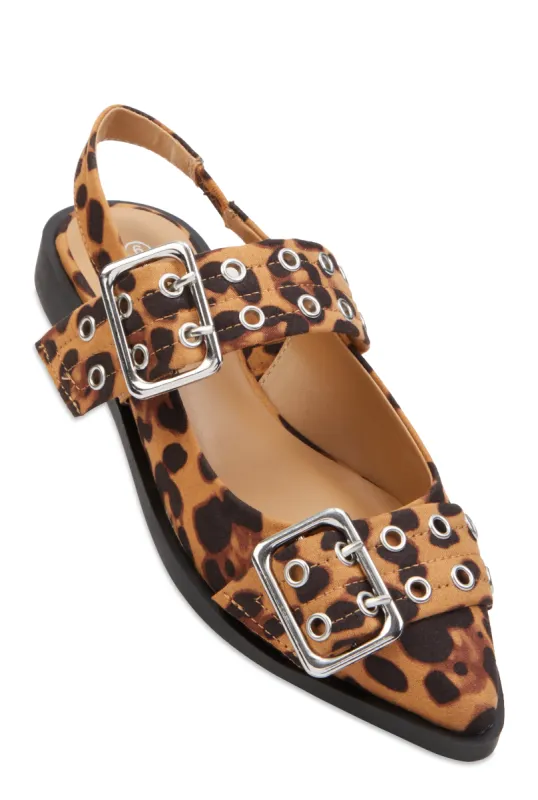 Pointed Toe Double Buckle Slingback Flats sold by Rainbow