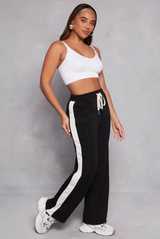 Fleece Stripe Detail High Waist Sweatpants sold by Rainbow