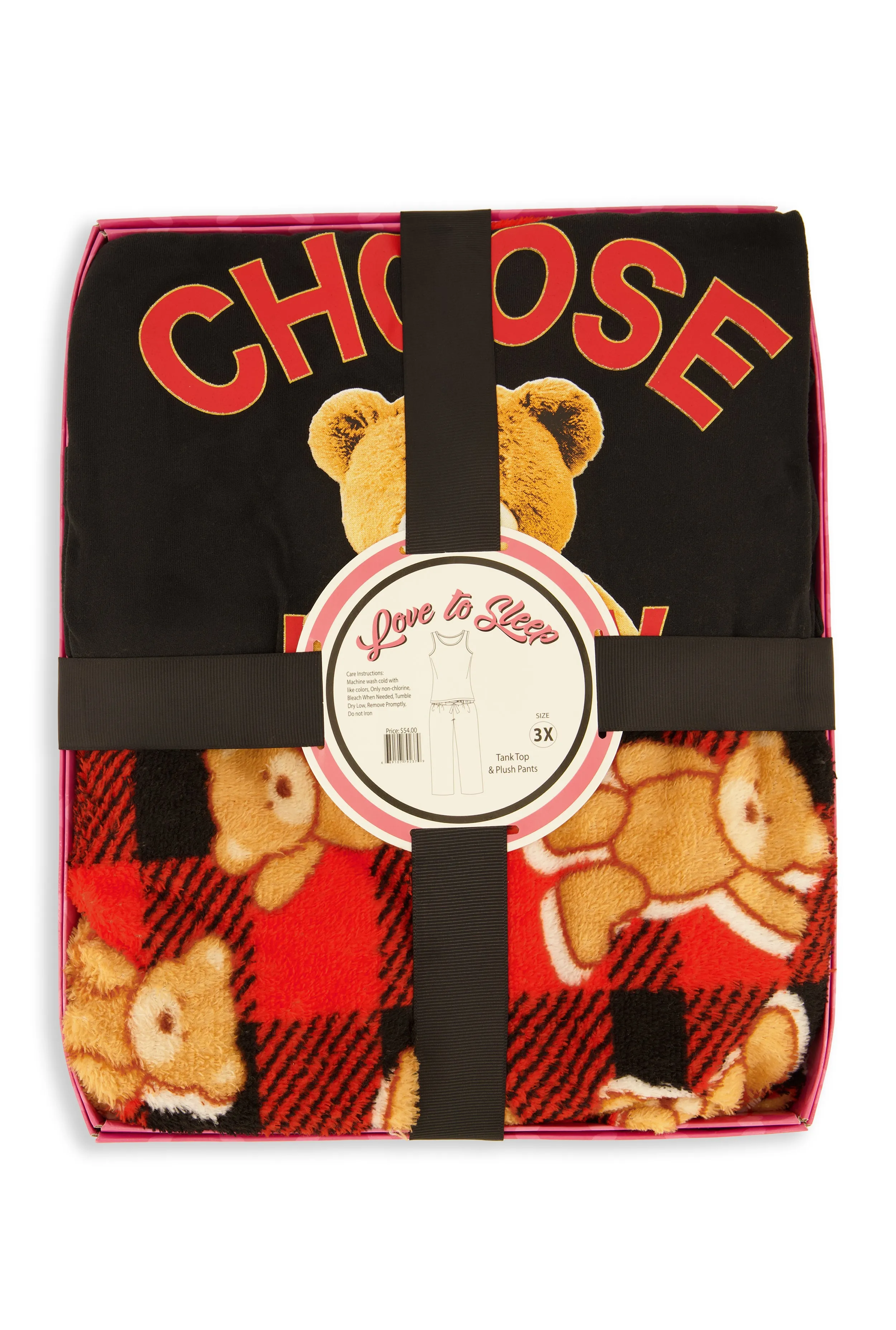 Plus Size Choose Happy Teddy Bear Pajama Tank Top and Pants sold by Rainbow product image thumbnail 3