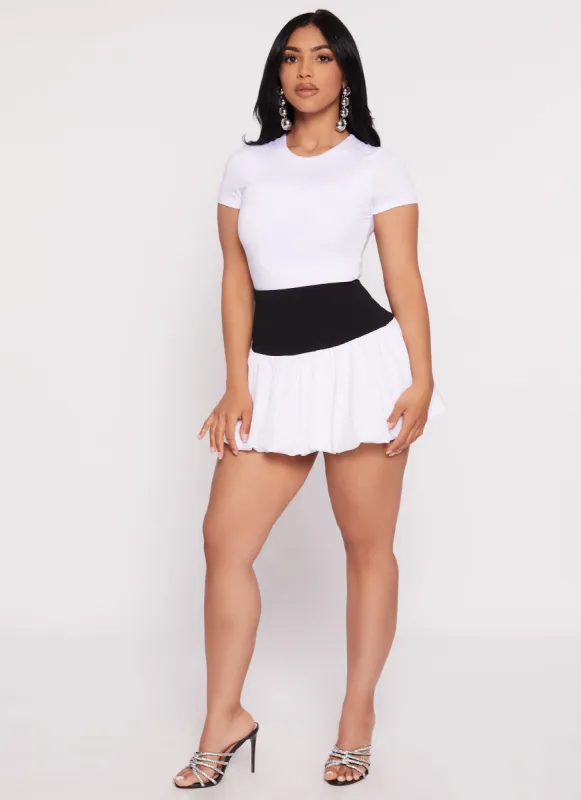 Elastic Waist Mini Bubble Skirt sold by Rainbow