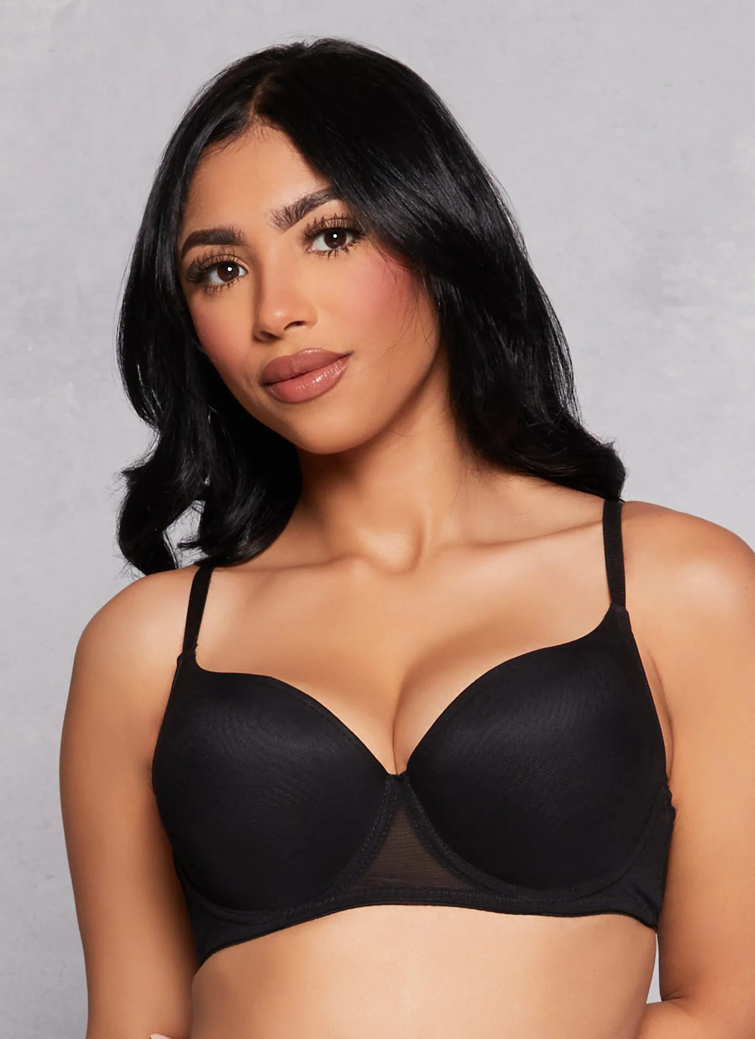 Solid Mesh Plunge Bra sold by Rainbow