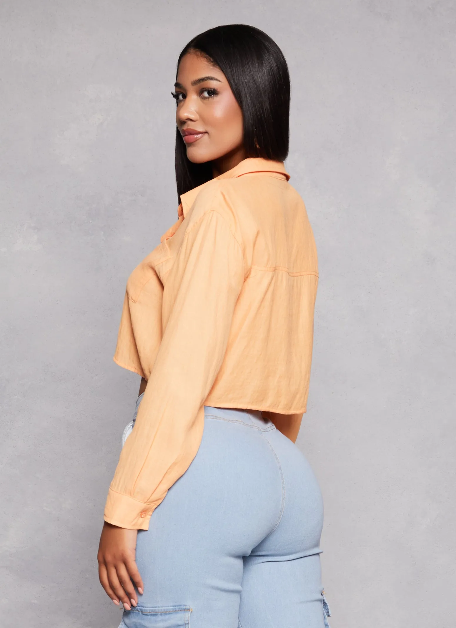 Poplin Cropped Button Front Shirt sold by Rainbow product image thumbnail 3