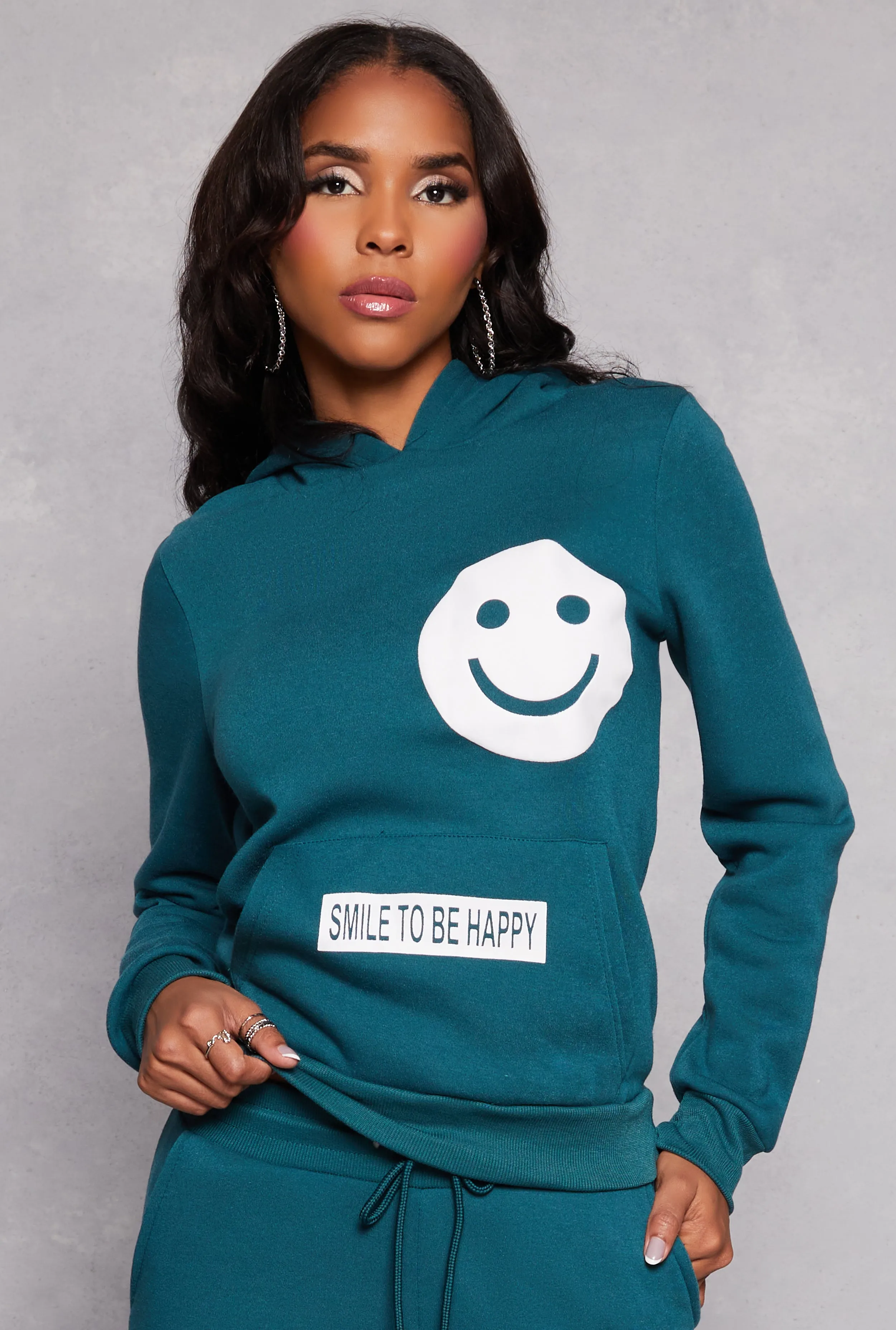 Fleece Smile To Be Happy Pullover Hoodie sold by Rainbow
