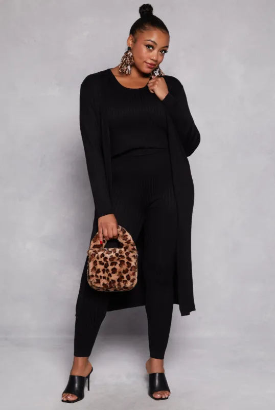 Plus Size Daisy Ribbed Knit Duster sold by Rainbow