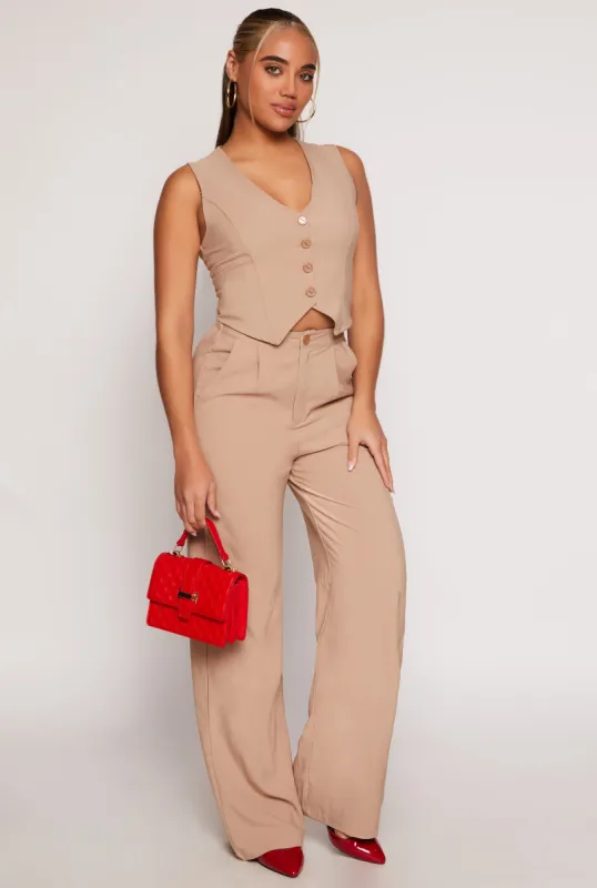 Pleated High Waisted Wide Leg Pants sold by Rainbow