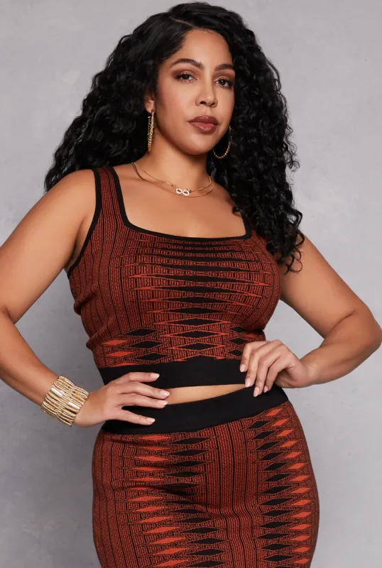 Plus Size Almost Famous Printed Cropped Tank Top sold by Rainbow
